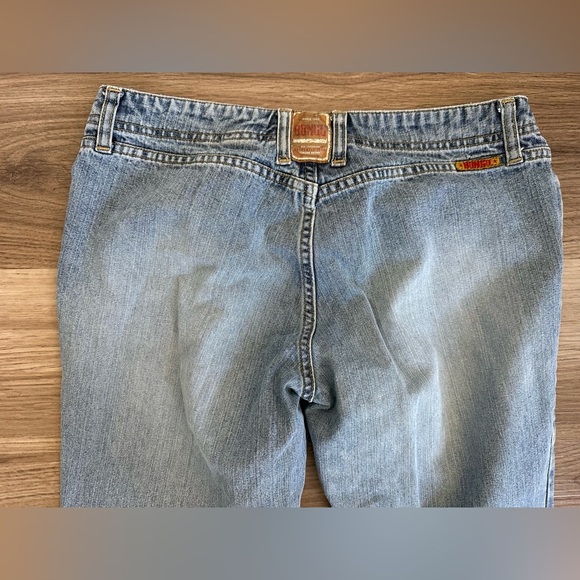 Vintage 90s Y2K Bongo Distressed Faded Blue Flare Jeans Size 9 - Picture 5 of 12